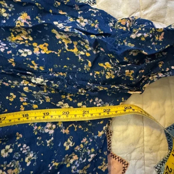 Lauren Conrad Blouse Teal & Yellow Gold Floral, Ruffles, 3/4 Sleeve, Feminine XL - Picture 14 of 16